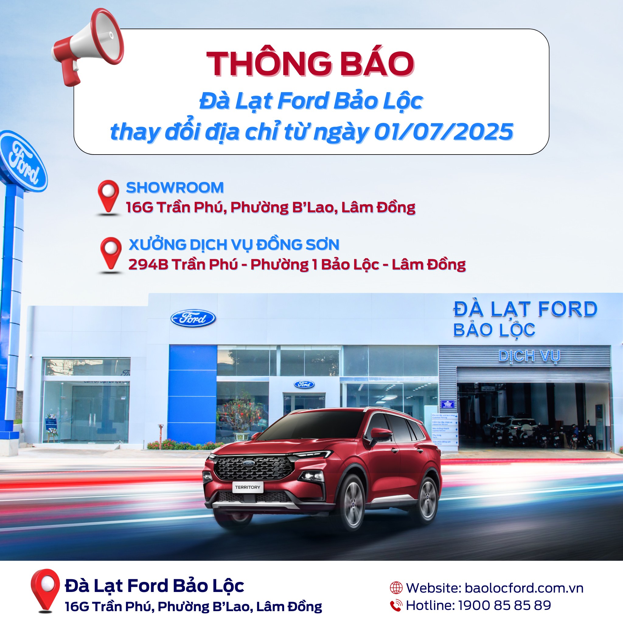 THÔNG BÁO THAY ĐỔI ĐỊA CHỈ – FORD BẢO LỘC