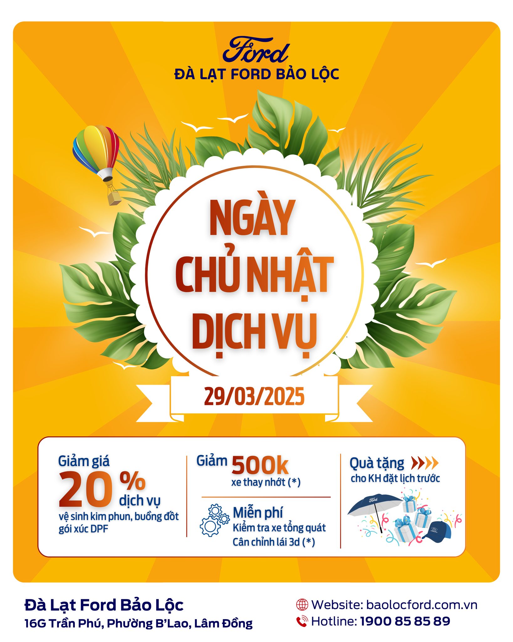 657671382 122168955200908213 4856074296029092207 n CHƯƠNG TRÌNH: NGÀY CHỦ NHẬT DỊCH VỤ tại FORD BẢO LỘC | 29.03.2026